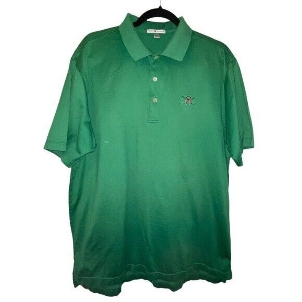 Peter Millar Polo Shirt Dark Green Golf Short Sleeve Men's Size Large Collared